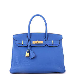 Hermes Birkin 30 Blue Clemence with Gold Hardware